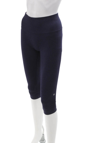 Lululemon Women Capri Leggings Dark Blue Nylon Spandex Size 4