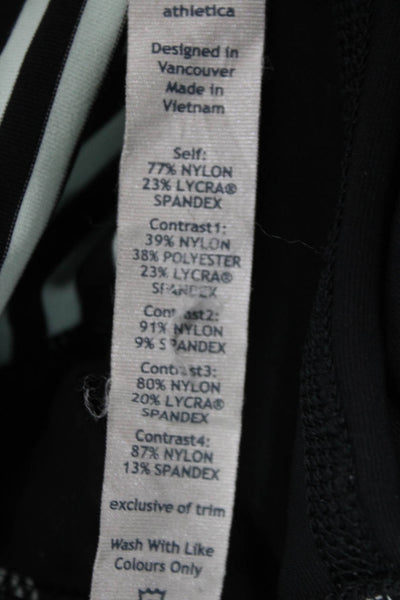 Lululemon Womens Capri Leggings Black Zip Striped Nylon Lycra Size 4