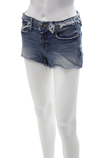 Frame Unisex Dark Blue Beach Button Cotton Blend Shorts Size 25