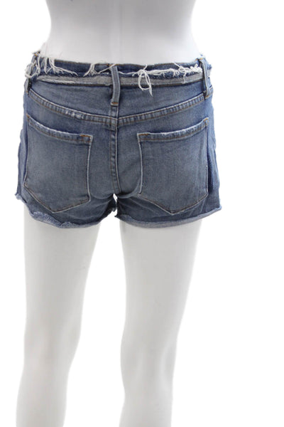 Frame Unisex Dark Blue Beach Button Cotton Blend Shorts Size 25