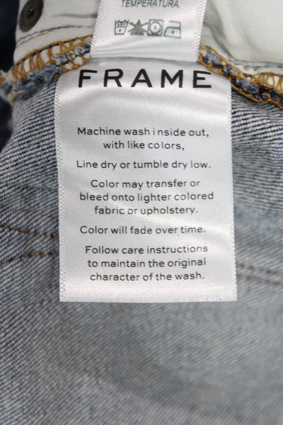 Frame Unisex Dark Blue Beach Button Cotton Blend Shorts Size 25