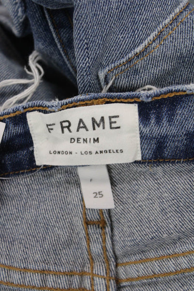 Frame Unisex Dark Blue Beach Button Cotton Blend Shorts Size 25