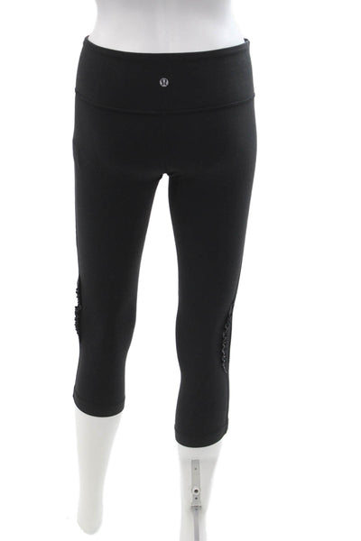Lululemon Women Cropped Capri Leggings Black Nylon Blend Size 4