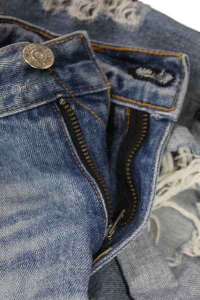 Rag & Bone Jean Unisex Blue Cotton Shorts Grunge Button Size 24