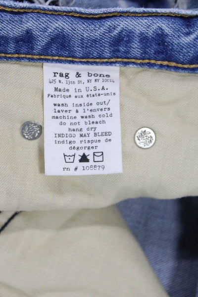 Rag & Bone Jean Unisex Blue Cotton Shorts Grunge Button Size 24