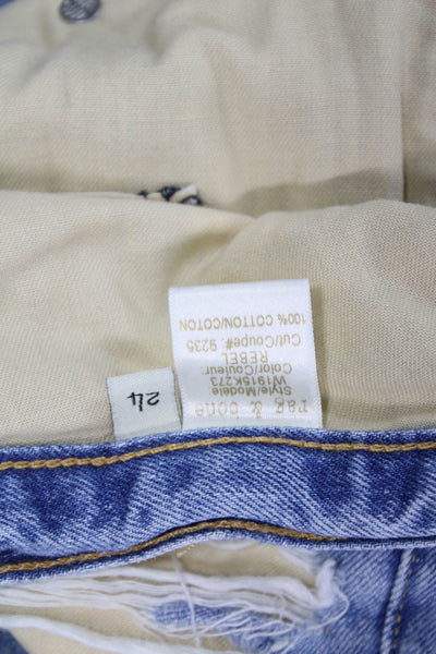 Rag & Bone Jean Unisex Blue Cotton Shorts Grunge Button Size 24