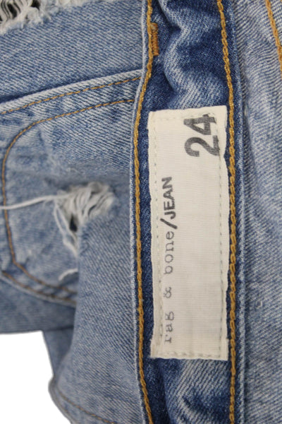 Rag & Bone Jean Unisex Blue Cotton Shorts Grunge Button Size 24