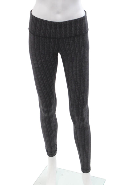 Lululemon Women Ankle Leggings Dark Gray Herringbone Nylon Blend Size 8