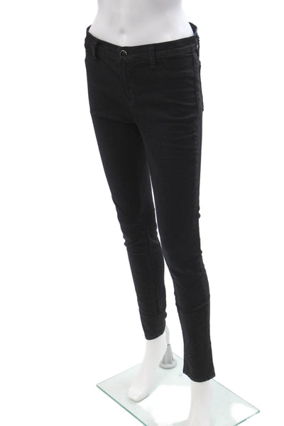 J Brand Womens Ankle Jeggings Black Mid Rise Button Size 29