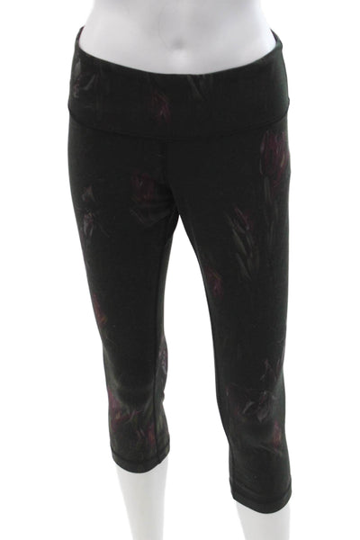 Lululemon Women Black Floral Capri Leggings Size 8