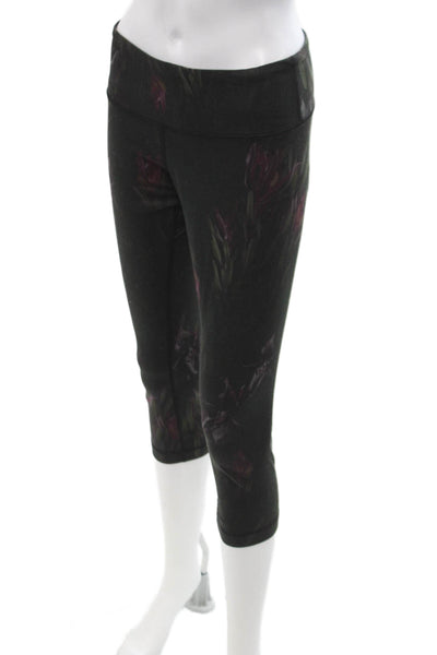 Lululemon Women Black Floral Capri Leggings Size 8