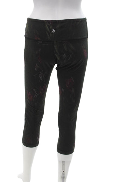 Lululemon Women Black Floral Capri Leggings Size 8