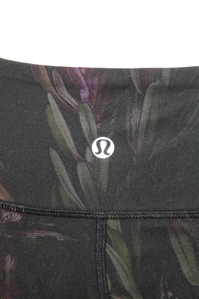 Lululemon Women Black Floral Capri Leggings Size 8