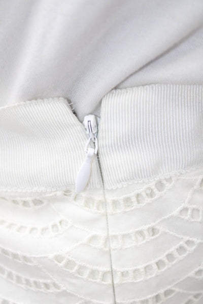 J Crew Women A-Line Mini White Skirt 100% Cotton Size 8