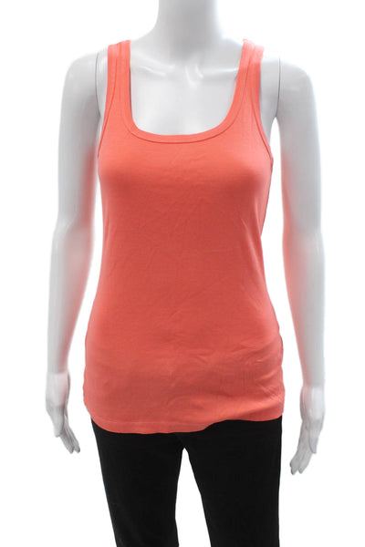 Splendid Women Basic Tank Orange Square Neck Sleeveless Supima Cotton Size M