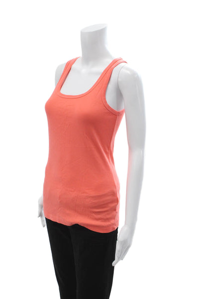 Splendid Women Basic Tank Orange Square Neck Sleeveless Supima Cotton Size M