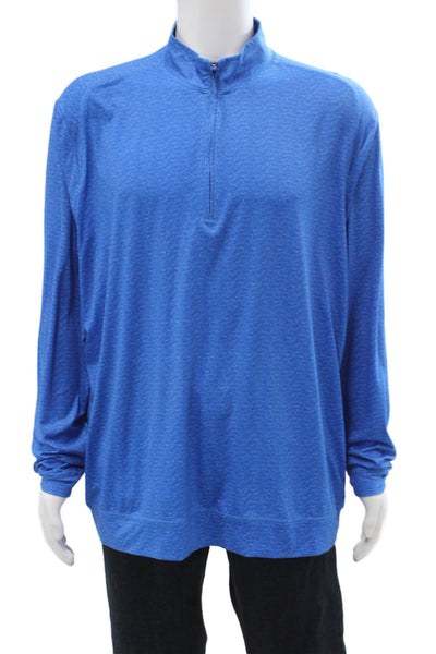 Johnnie-o Mens Band Stand-Up Mock Neck Long Sleeve Blue T-Shirt Size XL