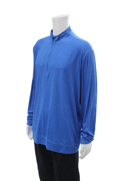 Johnnie-o Mens Band Stand-Up Mock Neck Long Sleeve Blue T-Shirt Size XL