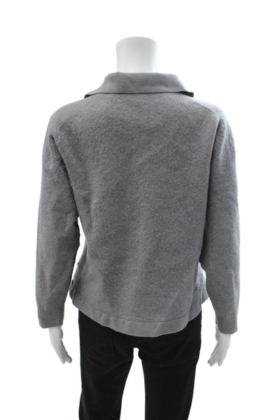 Todd Snyder Womens Cardigan Gray Merino Wool Collared Button Long Sleeve Size L