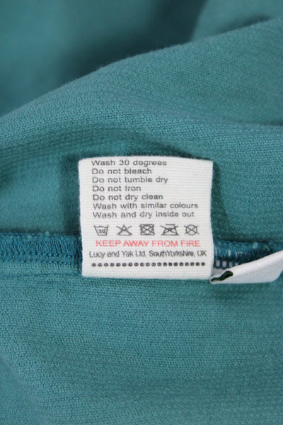 Lucy & Yak Womens Overall Dress Green Silk Square Neck Sleeveless Button Size XS