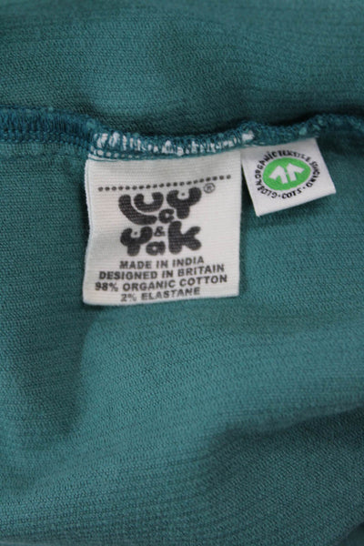 Lucy & Yak Womens Overall Dress Green Silk Square Neck Sleeveless Button Size XS