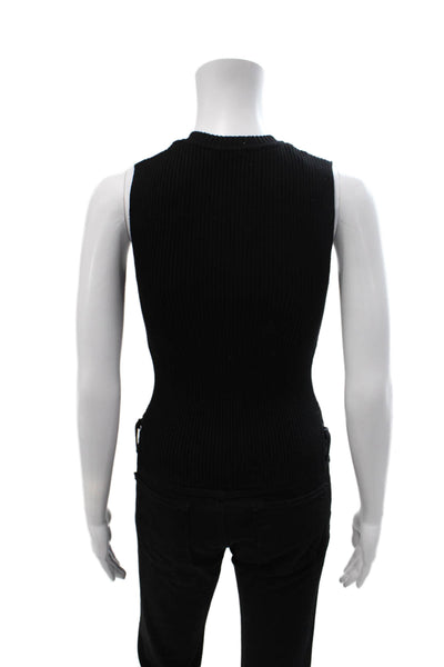 Zara Women Basic Sleeveless Crew Neck Black Tank Size S