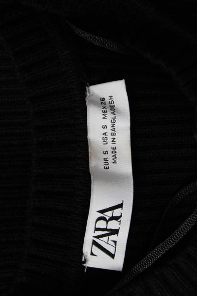 Zara Women Basic Sleeveless Crew Neck Black Tank Size S