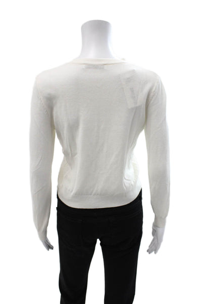 Zara Unisex Henley Pullover Sweater White Button Crew Neck Long Sleeve Size S