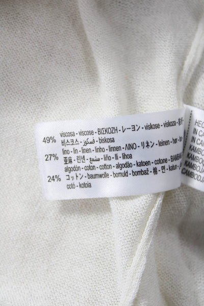 Zara Unisex Henley Pullover Sweater White Button Crew Neck Long Sleeve Size S