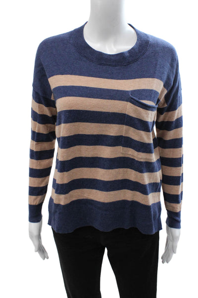 Madewell Unisex Striped Crewneck Long Sleeve Pullover Sweater Dark Blue Size XS
