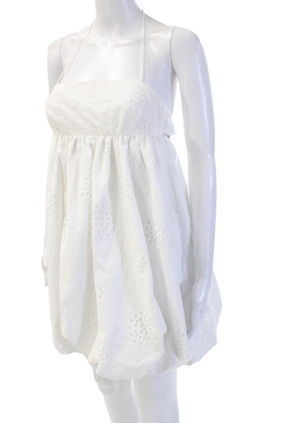 Zara Women Sundress Trapeze Swing White Cotton Sleeveless Short Beach Size XS