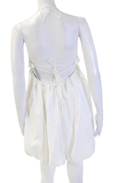Zara Women Sundress Trapeze Swing White Cotton Sleeveless Short Beach Size XS