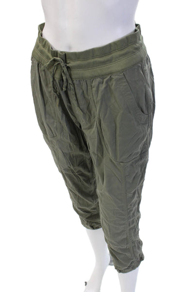 The North Face Womens Capri Cropped Pants Green Drawstring Nylon Size M
