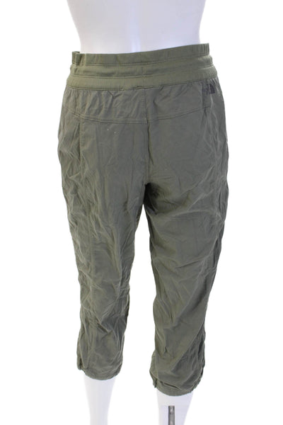 The North Face Womens Capri Cropped Pants Green Drawstring Nylon Size M