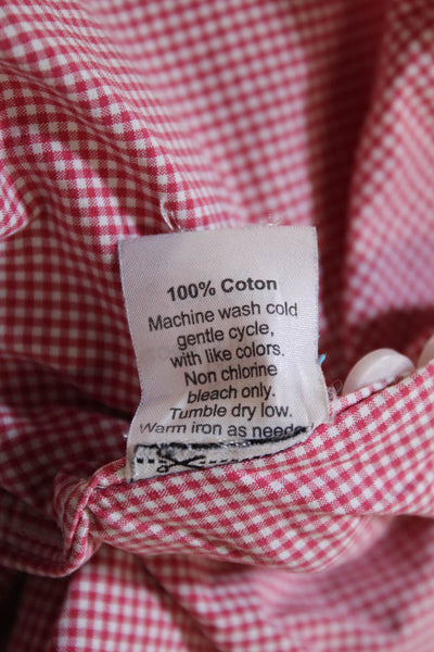 J Crew Mens Red Check Short Sleeve Collared Button-Down Cotton Shirt Size XL