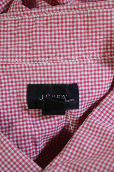 J Crew Mens Red Check Short Sleeve Collared Button-Down Cotton Shirt Size XL