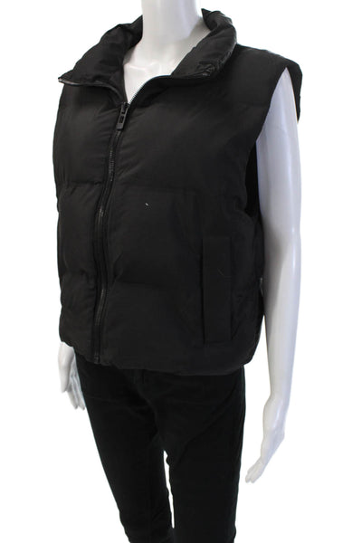Zara Mens Puffer Quilted Vest Black Zip High Neck Polyester Size M
