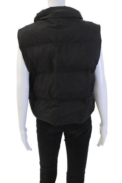 Zara Mens Puffer Quilted Vest Black Zip High Neck Polyester Size M