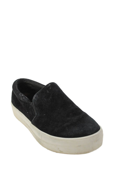 Steve Madden Women's Round Toe Suede Rubber Sole Slip-On Shoes Black Size 8