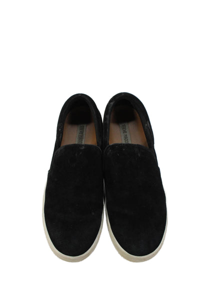 Steve Madden Women's Round Toe Suede Rubber Sole Slip-On Shoes Black Size 8