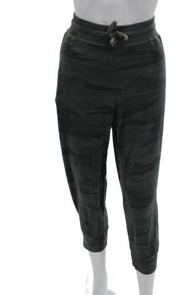 Splendid Unisex Cropped Jogger Sweatpants Dark Gray Camo Drawstring Size L