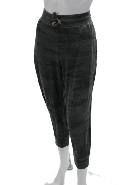 Splendid Unisex Cropped Jogger Sweatpants Dark Gray Camo Drawstring Size L