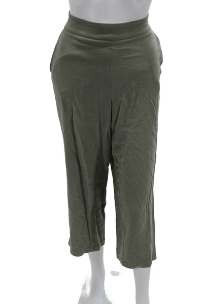 Drew Womens Cropped Green Pants Rayon Linen Blend Size S