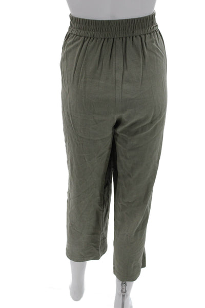 Drew Womens Cropped Green Pants Rayon Linen Blend Size S