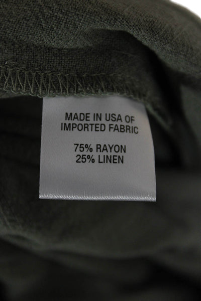 Drew Womens Cropped Green Pants Rayon Linen Blend Size S