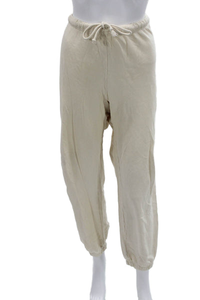 Revel New York Unisex Jogger Sweatpants Beige 100% Cotton Drawstring Size M