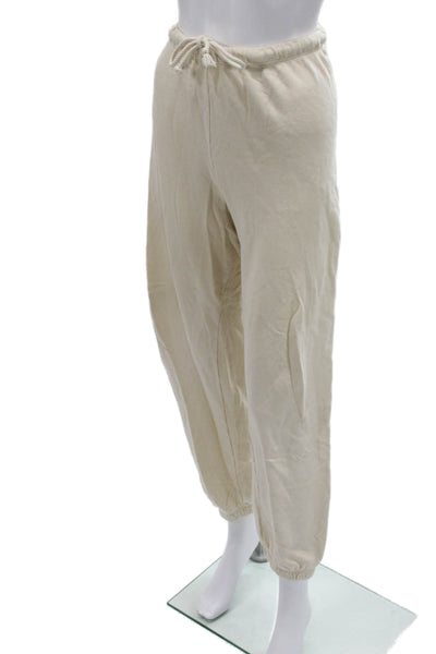 Revel New York Unisex Jogger Sweatpants Beige 100% Cotton Drawstring Size M