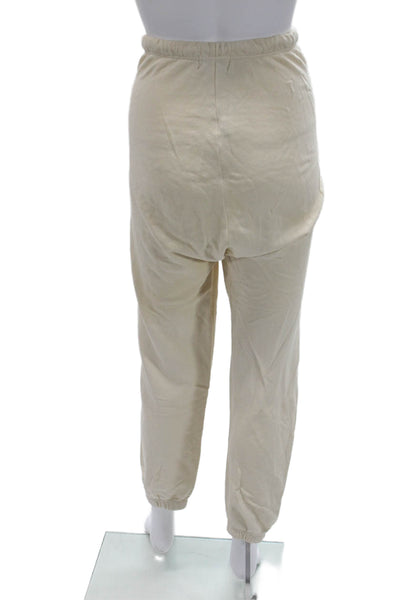 Revel New York Unisex Jogger Sweatpants Beige 100% Cotton Drawstring Size M
