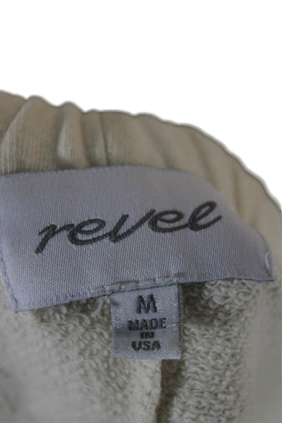 Revel New York Unisex Jogger Sweatpants Beige 100% Cotton Drawstring Size M