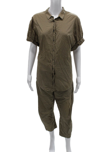 Xirena Womens Cropped Jogger Pants Brown Cotton Drawstring Size M